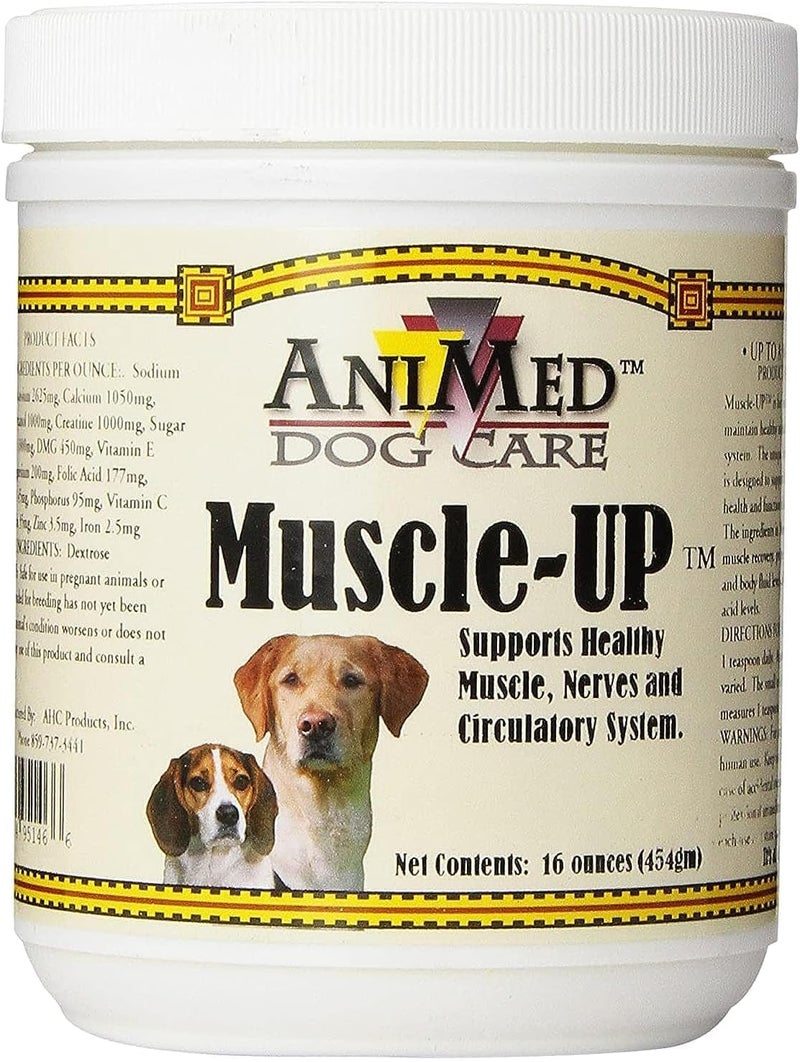 AniMed Muscle-Up Powder for Dogs, 16-Ounce - Supports Healthy Muscle, Nerves, and Circulatory System - Image 1